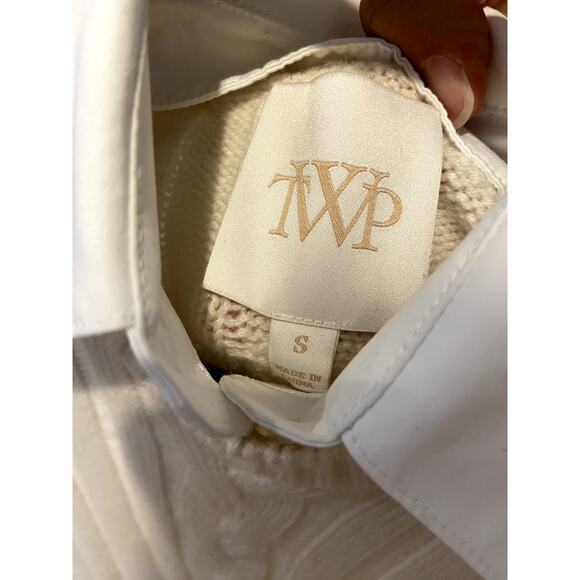 TWP Boy Cashmere Cable Sweater with Removable Shirt Collar size S small - Picture 3 of 6